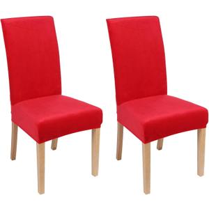 Smiry Velvet Stretch Dining Room Chair Covers Set of 2, Soft Removable Washable Chair Slipcovers Kitchen Parsons Chair Protector, Red