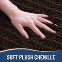 Arotive Luxury Bathroom Rugs 24x16, Extra Soft Thick Absorbent Shaggy Chenille Bath Rugs, Non-Slip Machine Wash Dry, Bath Mats for Bathroom Floor, Tub and Shower, Home Decor Accessories, Brown