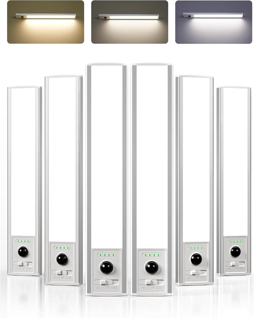 EZVALO Under Cabinet Lighting Wireless, 80 LED Rechargeable Motion Sensor Light Indoor, Under Counter Lights for Kitchen, 3 Color Temps Dimmable Closet Lights with Battery Indicator(10 inch)