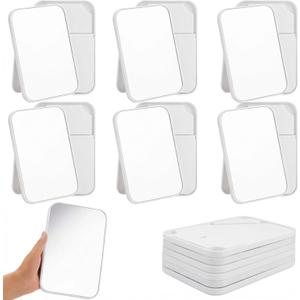 Cinnvoice 24 Pack Desktop Makeup Mirror Bulk 90 Adjustable Portable 8" Vanity Table Mirror with Stand, Folding Travel for Makeup Party Spa Party, Women, Cosmetics Personal Beauty (White)