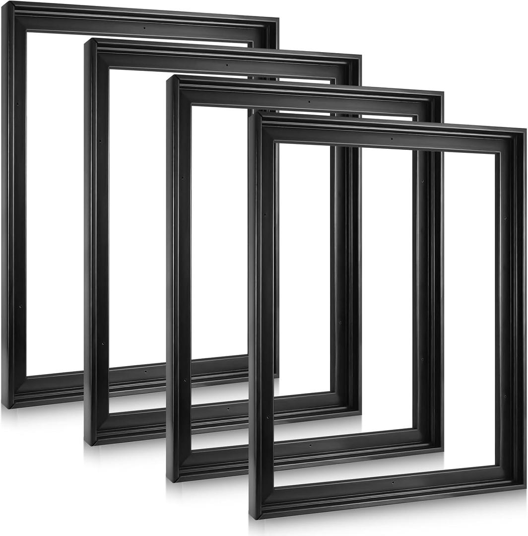 Soaoo 4 Pcs Canvas Floater Frames Floating Canvas Frame 0. 9" Deep Artwork for Paintings with Hardware Kit Included for Wall Prints Painting, Assemble Required(16'' x 20'',Black)