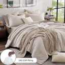 Monbix King Size Comforter Set, Oatmeal Cationic Dyeing Bed Set Reversible, King Size Comforter Set 7 Pieces Bed in a Bag with Comforter, Sheets, Pillowcases & Shams