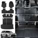Floor Mats Cargo Mat with Backrest Mat for 2024 2025 2026 Toyota Grand Highlander 7 Seat Car Mat Accessories, All Weather TPE Cargo Liner Trunk Mat (Grand Highlander-Full Set)