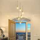 ykolupty H86 Pendant Lights Kitchen Island 6-Lights Pendant Chandelier for Dining Room Hallway Stairwell,LED Dimmable 2700K-6000K