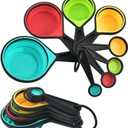 Collapsible Measuring Cups and Spoons Set, 8 Pieces, Silicone, Adjustable for Kitchen, Camping