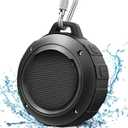 Kunodi Outdoor Waterproof Bluetooth Speaker, Wireless Portable Mini Shower Travel Speaker with Subwoofer, Enhanced Bass, Built in Mic for Sports, Pool, Beach, Hiking, Camping, Black