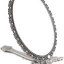 Butterfly Designed Double Sided Magnification Hand Held Makeup Metal Mirror Folding Handle Stand Travel Mirror (Medium, Tin (Matt Gray))