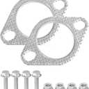 2 PCS Exhaust Gasket,Car Accessories Exhaust Flange Gasket,2.5" 3 2-Bolt Catalytic Converter Gaskets with 4PCS Bolts & Nut,Automotive Muffler Gaskets,Replace #120-06310-0002 (2.5inch)