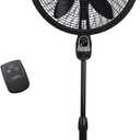 Lasko Oscillating Cyclone Pedestal Fan, Adjustable Height, Timer, Remote Control, 3 Speeds, for Bedroom, Living Room, Home Office, 18", Black, 1843