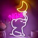 2 x Moonlit Elephant Neon Sign for Wall Decor, Cute Dimmable Animal Neon Lights for Kids' Room or Bedroom, USB Powered LED Sign Christmas, Birthday, and Party Gift for Kids(16.5"x9.3")