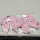 TONIFUL 2pcs Glitter Shiny Bow Pink Sparkling Christmas Bow for Gift Wrapping, Christmas Wedding Valentine's Decoration, Indoor Decoration, Bouquet Wrapping, Party Supplies(8x10 Inch/pcs)