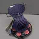 Nature's Way Hanging Glass Hummingbird Feeder for Outdoor Decor, 32 Ounce Capacity Nectar Feeder, 6 Easy to Clean Flexible Pink Ports, Blue