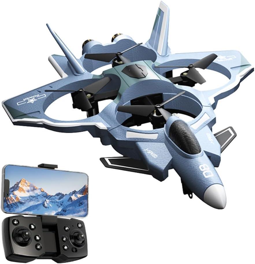 RC Fighter Jet, RC Plane 2.4GHz 4CH Remote Control Airplane with Camera, Foam RC Aircraft Glider with 3D Flip, Altitude Hold, Headless Mode, Easy to Fly for Adults Beginners (Gray) (1 Battery)