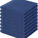 Homaxy 100% Cotton Waffle Weave Kitchen Dish Cloths, Ultra Soft Absorbent Quick Drying Dish Towels, 12 x 12 Inches, 8-Pack, Navy Blue