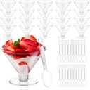 80 Pack Plastic Martini Glasses with Spoons, 5 Oz Disposable Cocktail Glasses Dessert Plastic Shot Glasses for Desserts, Appetizers, Party and All Events (40Cups+40 Spoons)