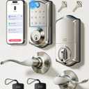 Veise VE017-L Fingerprint Smart Lock with Lever Handles, App Control, Keyless Entry Front Door Lock Set, Electronic Digital Keypad Deadbolt, Remote Grant, Emergency Power Port, Auto Lock, Satin Nickel