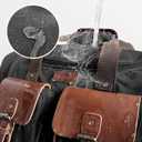 Wildroad 60L Travel Duffel Bag, Expandable Waxed Canvas Genuine Leather Duffle Bag Upgraded Overnight Weekender Bag Carry on Bag (Vintage Black, X Large-60L)