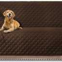 HOMERILLA Reversible 3 Cushion Couch Cover for Dogs Water Resistant Washable Pets Furniture Protector Sofa Cover with Elastic Straps (68" Sofa, Chocolate/Beige)