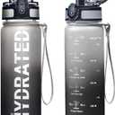 Water Bottle, 16.9 OZ Sports Water Bottles with Time Marker Wide Mouth, Motivational and Leakproof Drink Bottle, BPA Free Tritan with Carry Strap for Gym Fitness Outdoor(1 Bottle)