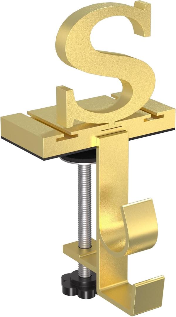 Monogrammed Christmas Stocking Holder with Initials,2 in 1 Garland and Stocking Letter Hanger for Mantle,2 Hooks Gold Letter Stocking Holder for Xmas Fireplace (Letter-S)