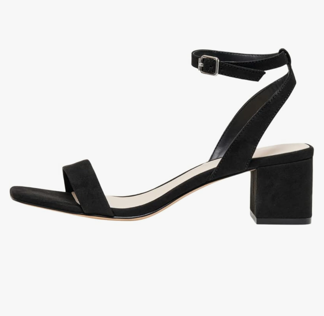 DREAM PAIRS Women's Open Toe Ankle Strap Low Block Chunky Heels Sandals Party Dress Pumps Shoes, Black/Suede, 8