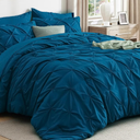 BEDELITE Teal King Size Comforter Set - 3 Pieces Boho Pintuck Bedding Comforter Sets, Lightweight Soft & Warm King Bedding Set with 2 Pillowcases for All Season