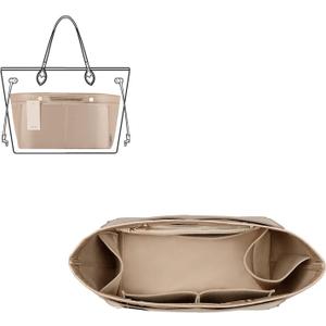 ZTUJO Purse Organizer Insert For Handbag & Tote Shaper,Tote Bag Organizer Insert For Speedy Neverful, 6 Sizes(Medium, Silky Beige)