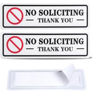 2 Pack No Soliciting Sign for House That Keeps Solicitors Away, 2 Super Strong Tapes for All Surfaces, 8.3 2.4 In, 2026 Version, Perfect for Home, Office, Apartments, Front Doors, Porch, Garage