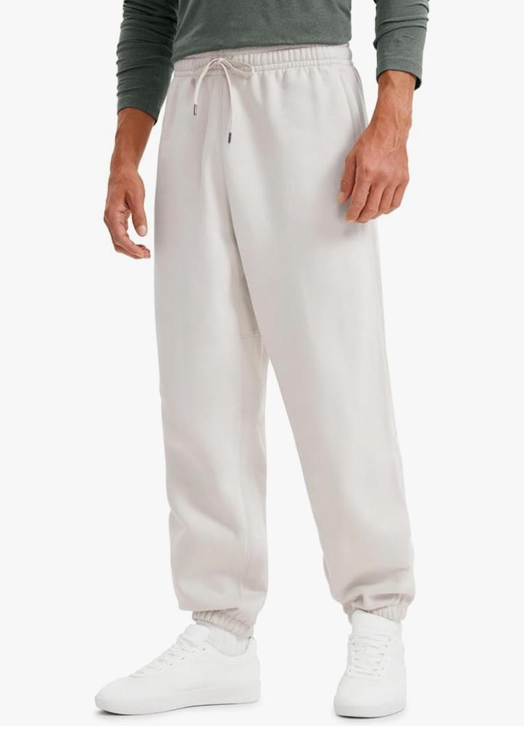 CRZ YOGA Cotton Fleece Sweatpants for Men 32" Loosed Fit Lounge Casual Elastic Bottom Sweat Pants with Zipper Pockets M