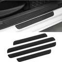 AICEL Car Door Sill Plate Protectors, 4 Pcs PVC Soft Rubber Front/Rear Door Sill Scuff Plate Guard, Universal Car Door Entry Decoration Stickers, Anti-Scratch Welcome Pedal Protector Cover (23.6*2.4+15.7*2.4, Black)