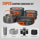 REDCAMP 6/10/11/12/14/15/19 PCS Camping Cookware Mess Kit Camping Gear Campfire Utensils Lightweight Stackable Pot Pan Bowls Soup Spoon with Storage Bag for Camping, Backpacking, Outdoor Cooking