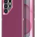 Designed for Samsung Galaxy S24 Ultra Case [with Privacy Screen Protector] 3-Layer Full Body Protection Rugged Shockproof Heavy Duty Phone Case Cover, Purple/Pink