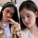 7 PCS Fashion Headbands for Women Floral Vintage Wide Headband Cute Pearl HeadBand Twisted Black Hair Bands for Girls Hair Non Slip Hair Accessories (Black)