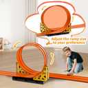 Flex Race Track 16 Ft with Suction Cups Compatible with Diecast 1/64th Cars, Flexible Car Track Toys for Ages 3+ Kids Toddlers Roll Out Portable Racetrack (Orange)