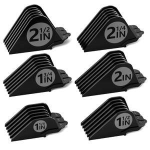 Clipper Guards Set 10 12 14 16 18 20 Compatible with Wahl Clippers, 6pcs Extra Long Clipper Guides Replacement - 2.5", 2.25", 2", 1.75", 1.5", 1.25" Hair Guard Clipper, Black Clipper Guards for Wahl