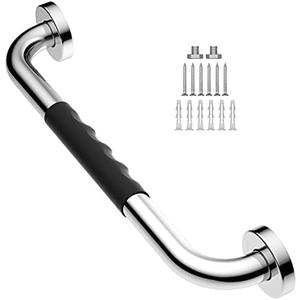 Anti-Slip Grab Bar Chrome 16 Inch - 1" Diameter, iMomwee 304 Stainless Steel Safety Grab Bars for Bathroom Toilet, Balance Support Handrail for Handicap Elderly Senior, Wall Mount Shower Assist Handle