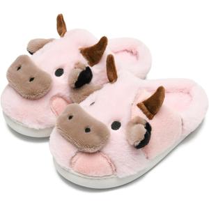 Cow Slippers Toddler Slippers Kids Slippers Boys Girls Soft Non-Slip slippers Memory Foam Toddler House Shoes Kawaii Bedroom Pillow Cloud Slippers for kids, 6-7 Toddler, Pink
