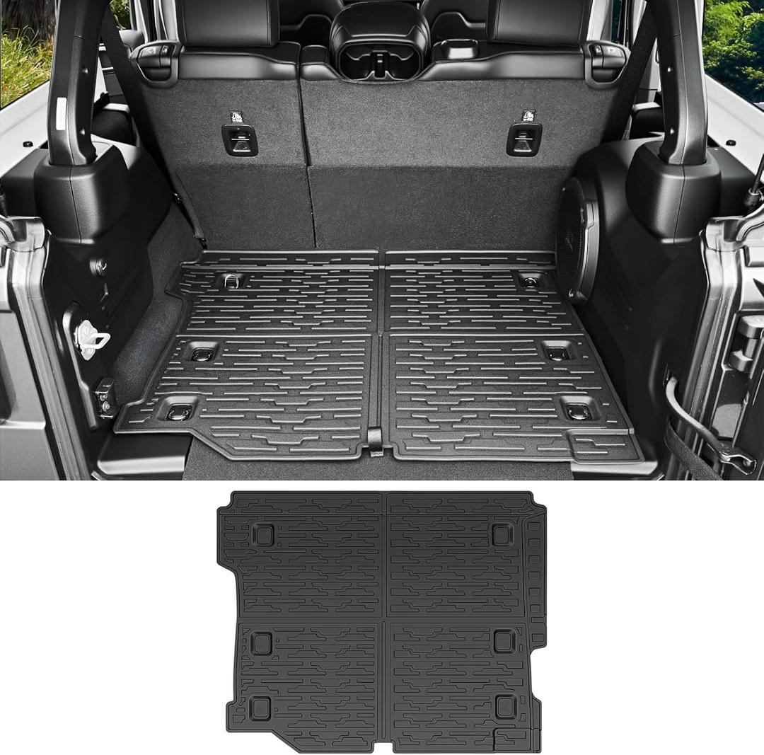 Trunk Mat for 2018-2025 Jeep Wrangler JL Unlimited 4X4 4 Door Rear Cargo Mat All Weather TPE Protector Trunk Liner Accessories for JL/JLU Gas Type (Not for 4XE)