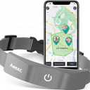 GPS Wireless Dog Fence with Free App, Electric Fence System with Training Collar for Outdoor Use, Rechargeable Waterproof Flexiable Collar, Adjustable for Large Medium Dogs (Grey)