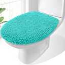 OLANLY Soft Chenille Bathroom Toilet Lid Cover, Machine Washable Seat Covers, 17.5x15, Stays in Place Rubber Backing, Fits Most Round, Elongated and Oblong Lids, Accessories Decor, Teal