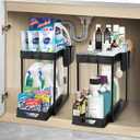 2-Pack Under Sink Organizer 2-Tier Sliding Storage Rack for Bathroom & Kitchen, Pull-Out Under Cabinet Organizer for Bathroom Organizers and Storage (Black)