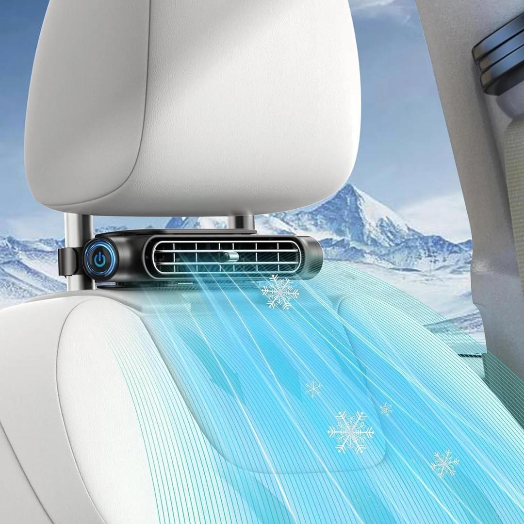 Car Fan for Driver and Passenger's Seat - Mini Portable USB Backseat Cooling Fan Kids Baby Quiet headrest Neck Fan Accessories with 3 Adjustable Wind Speeds for All Cars Vehicle Jeep Van RV Truck (Black)