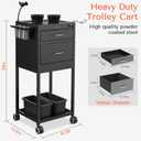 TASALON Salon Trolley Cart with Wheels, 2 Magnetic Bowls & Drawers | Mobile Hair Stylist Station for Tools Storage, Rolling Organizer Cart for Barber & Tattoo Supplies - Balck