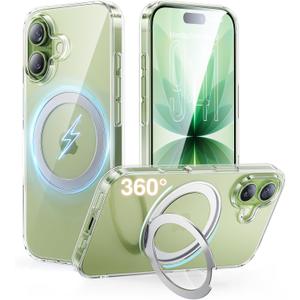 SMARTDEVIL Magnetic Stand for iPhone 17 Case,[Built-in Invisible Kickstand][Compatible with MagSafe] [Military Grade Shockproof] 360 Magnetic Stand Phone Case, Clear