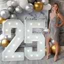 Marquee Numbers 4 Feet Tall: Large 25th Birthday Decorations for Her Him 4FT Light Up Numbers Anniversary Christmas Party Decor 2025 Big Graduation Backdrop Foam Cardboard Number 25