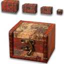 Wooden Jewelry Box, Classical Wood Jewlery Box Jewelery Storage Box Case Holder Jewellery Chest Mom Gifts Antique Trinket Organizer Treasure Box for Women Girls Ring Necklace Earring (Small)