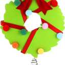 Christmas Tree Toppers 10 Inch Lime Green Wreath Treetop Decor with Red Bow and Colorful Balls Xmas Treetop Wreath Ornaments for Holiday Christmas Tree Top Presents Home