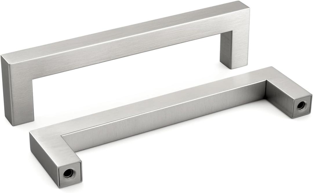 Homdiy 12 Pack 5 Inch Brushed Nickel Drawer Handles Silver Square Bar Pulls Stainless Steel Hardware for Cupboard Door