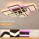 Stunning Layered Square Geometric Modern LED Ceiling Light - 100W Super Bright Black Flush Mount Chandelier, Dimmable RGB, Remote Control Included for Living Room Bedroom Dining Room, 39 in