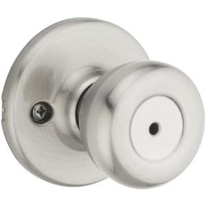 Kwikset Tylo Interior Privacy Door Knob with Lock, Door Handle For Bathroom and Bedroom, Satin Nickel Keyless Turn Lock Doorknob, with Microban Protection